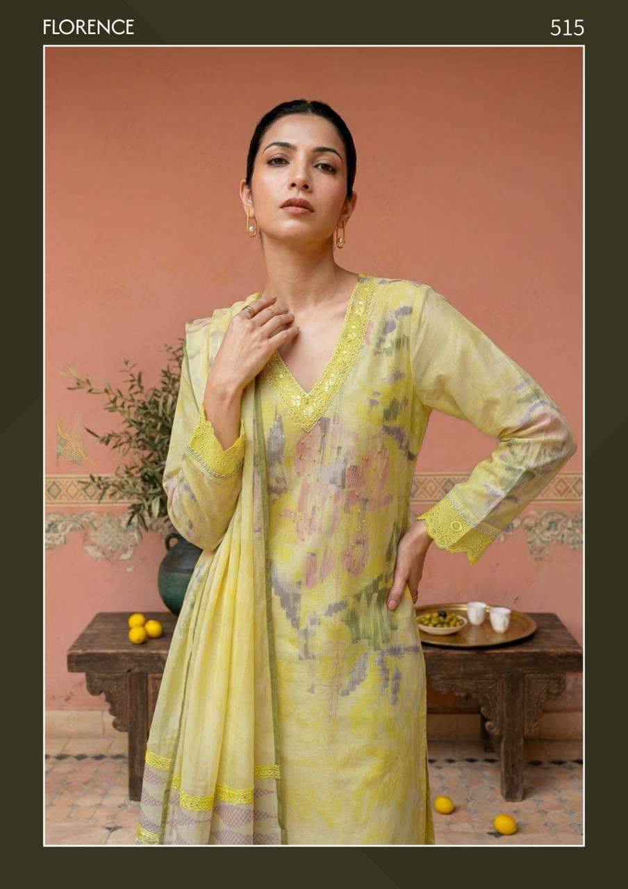 FLORENCE By T&M 515 TO 521 Beautiful Festive Suits Stylish Colorful Fancy Casual Wear Organdy Digital Print Dresses At Wholesale Price
